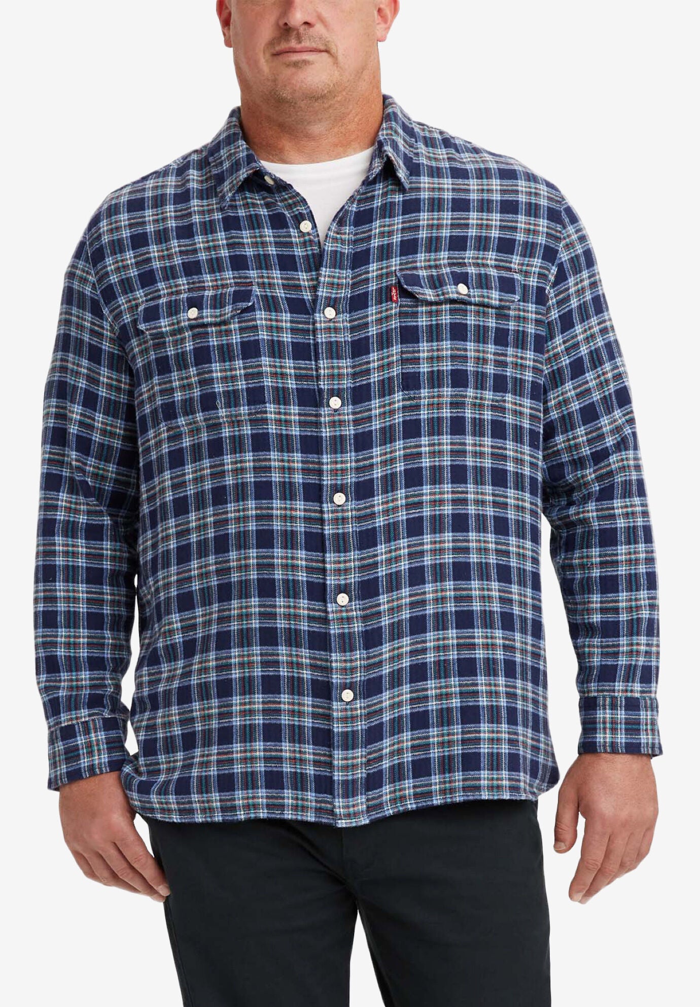 Levis® Plaid Long-Sleeve Shirt, PEACOAT PLAID, hi-res image number 0