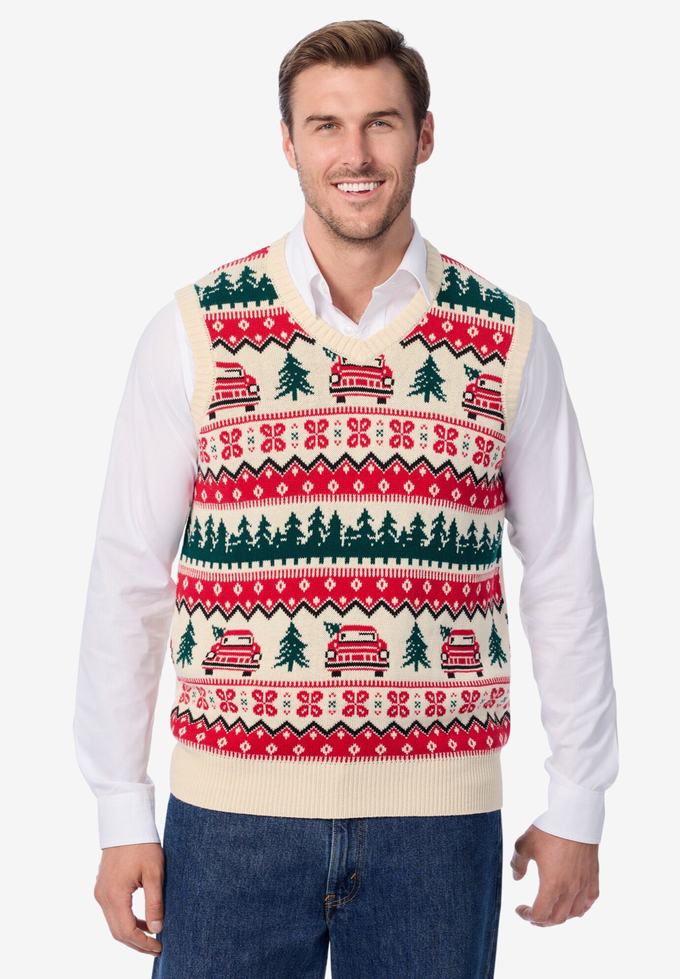 Novelty Seasonal Vest, CHRISTMAS FAIR ISLE, on-hover image number 1