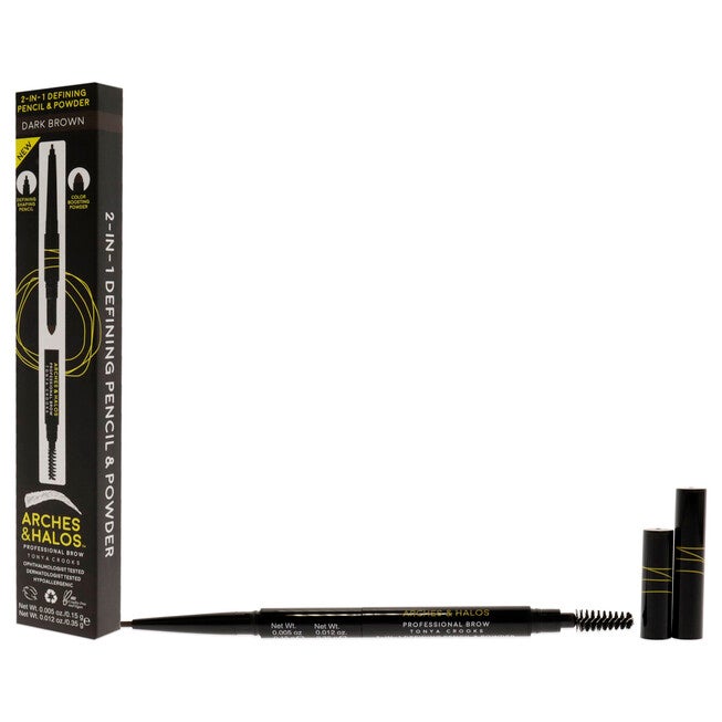 2-in-1 Defining Eyebrow Pencil and Powder - Dark Brown by Arches and Halos for Women - 0.017 oz Makeup, See Description, alternate image number 3