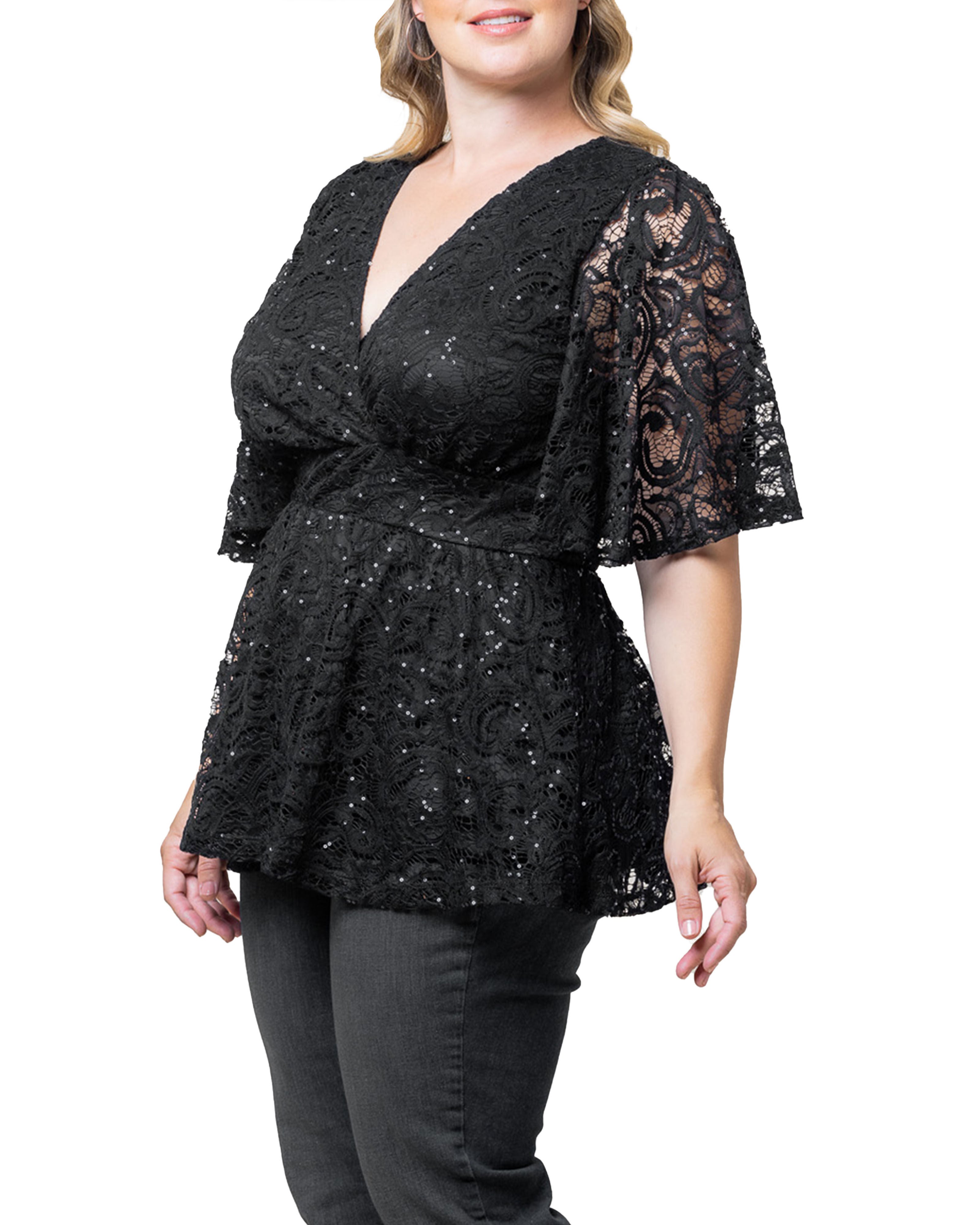 Stardust Sequin Lace Top, ONYX / Black, alternate image number 3