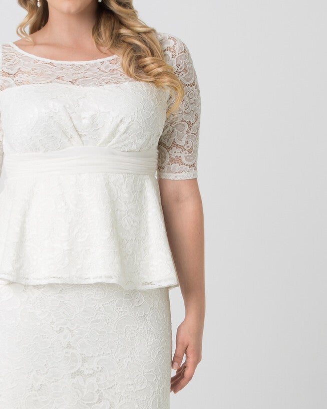 Poised Peplum Wedding Gown, IvoryCream, alternate image number null