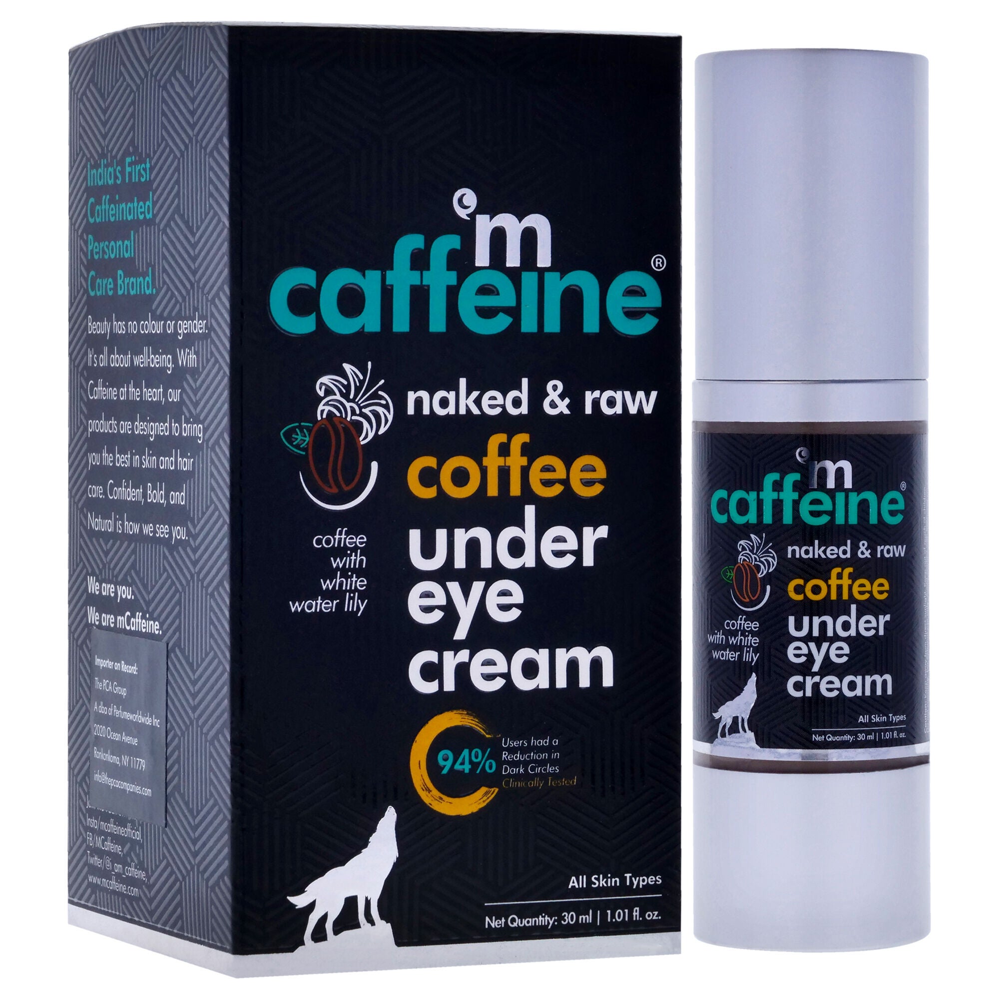 Naked and Raw Coffee Under Eye Cream - White Water Lily - All Skin Types by mCaffeine for Unisex - 1.01 oz Cream, See Description, alternate image number 2