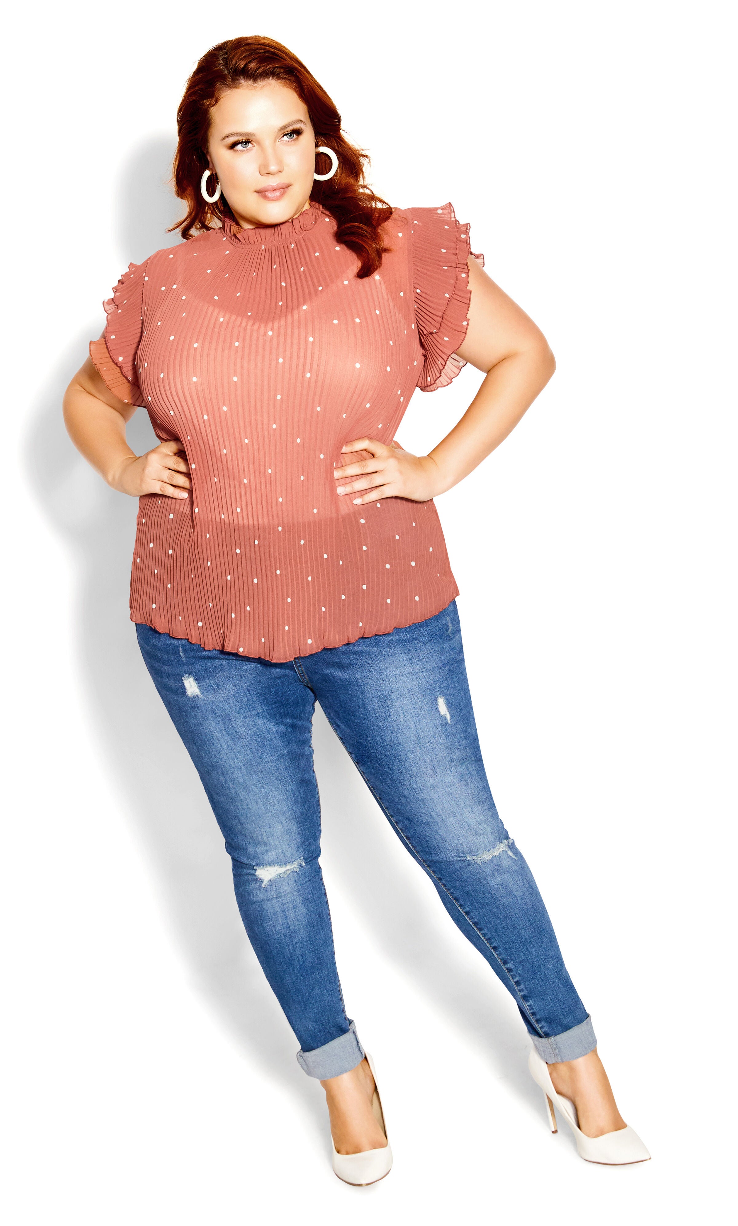 Pleated Spot Top - cinnamon, , alternate image number 2