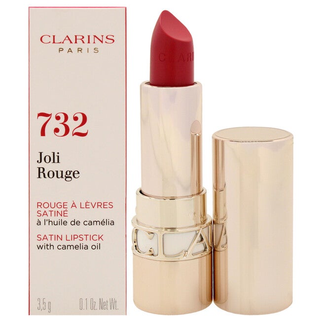 Joli Rouge Satin Lipstick - 732 Grenadine by Clarins for Women - 0.1 oz Lipstick, See Description, hi-res image number 0