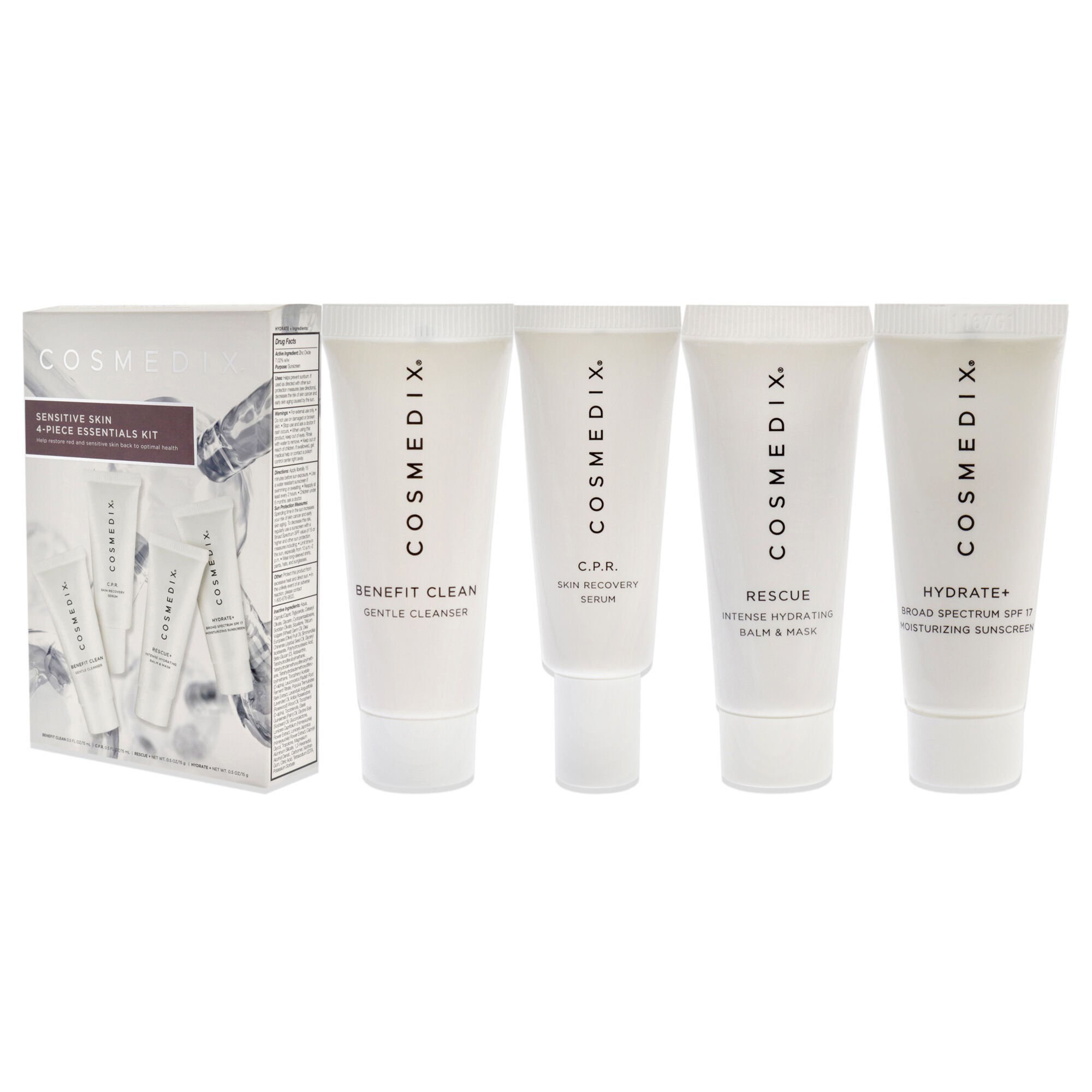 Sensitive Skin Essentials Kit by Cosmedix for Unisex - 4 Pc 0.5oz Benefit Clean, 0.5oz C.P.R., 0.5oz Rescue, 0.5oz Hydrate Plus, See Description, alternate image number 3
