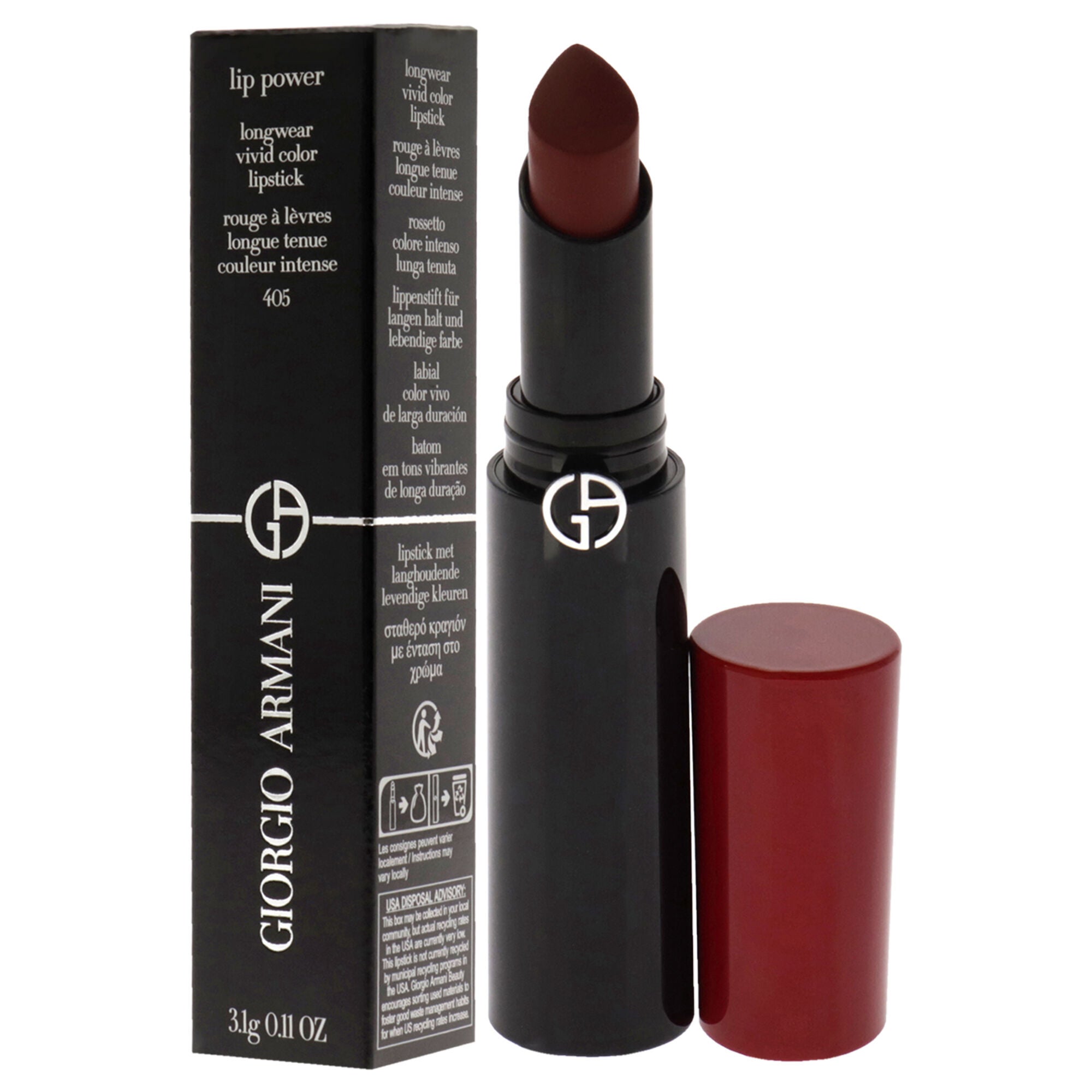 Lip Power Longwear Vivid Color Lipstick - 405 Sultan by Giorgio Armani for Women - 0.11 oz Lipstick, , alternate image number 7