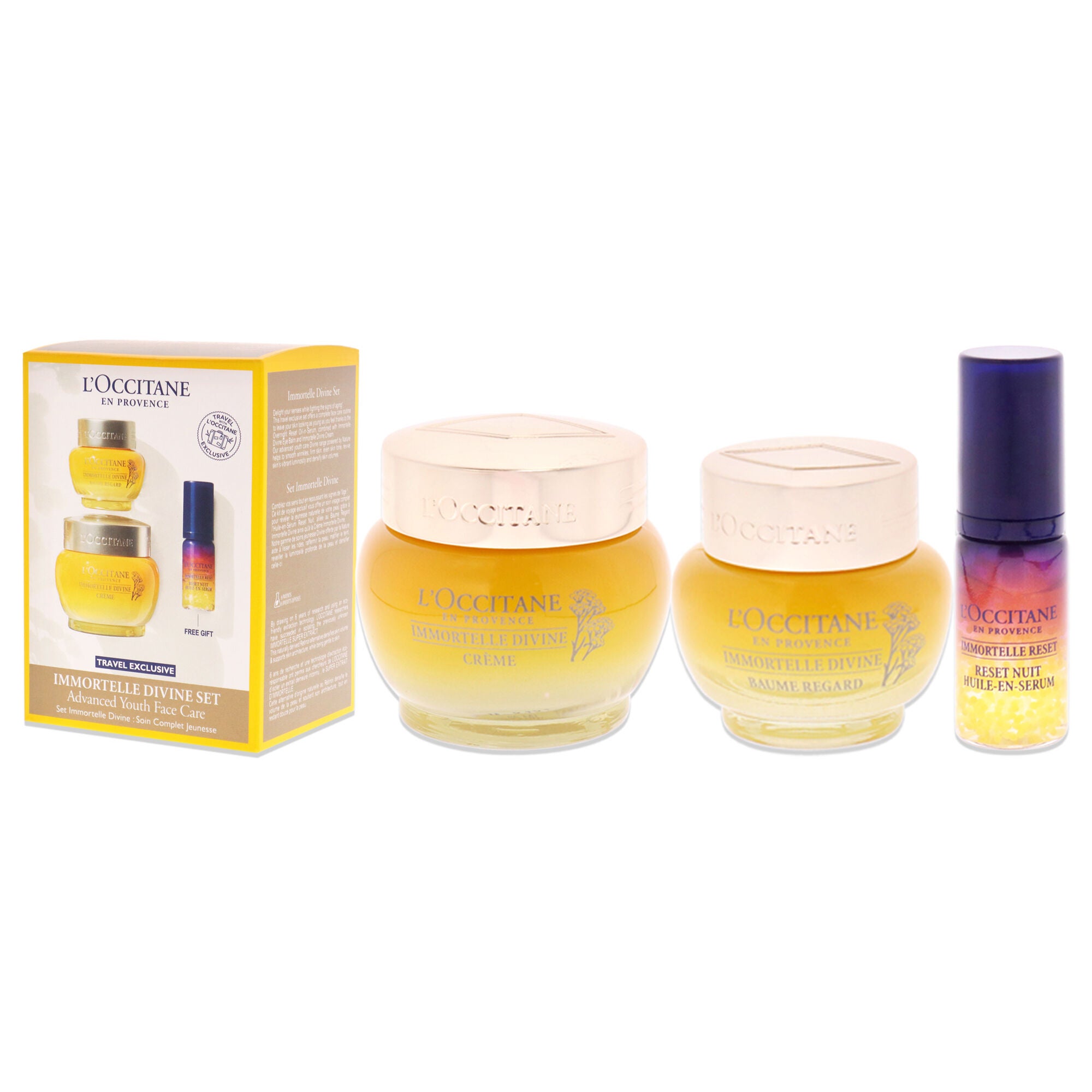 Immortelle Divine Set - Advance Youth Face Care by LOccitane for Unisex - 3 Pc 0.5oz Eye Balm, 1.7oz Cream, 0.16oz Oil-In-Serum, , alternate image number 8