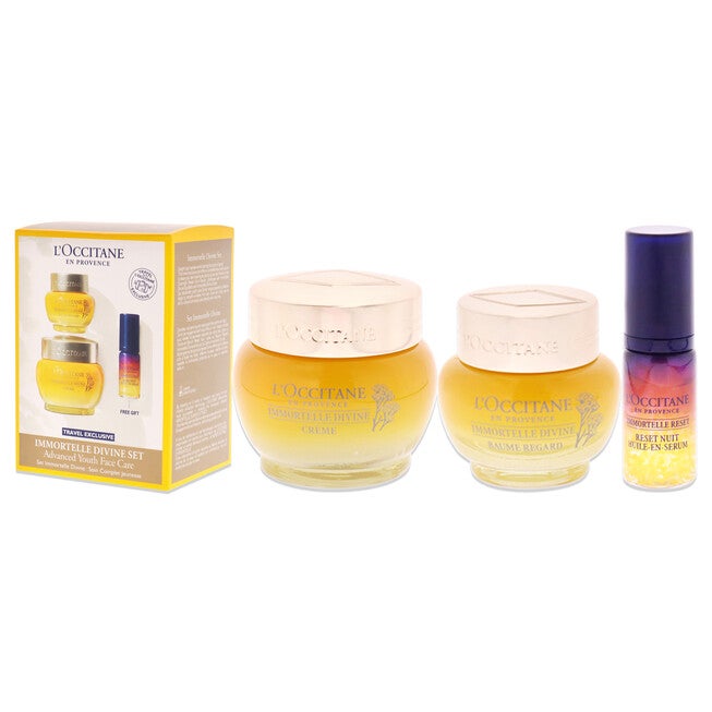 Immortelle Divine Set - Advance Youth Face Care by LOccitane for Unisex - 3 Pc 0.5oz Eye Balm, 1.7oz Cream, 0.16oz Oil-In-Serum, , alternate image number 8