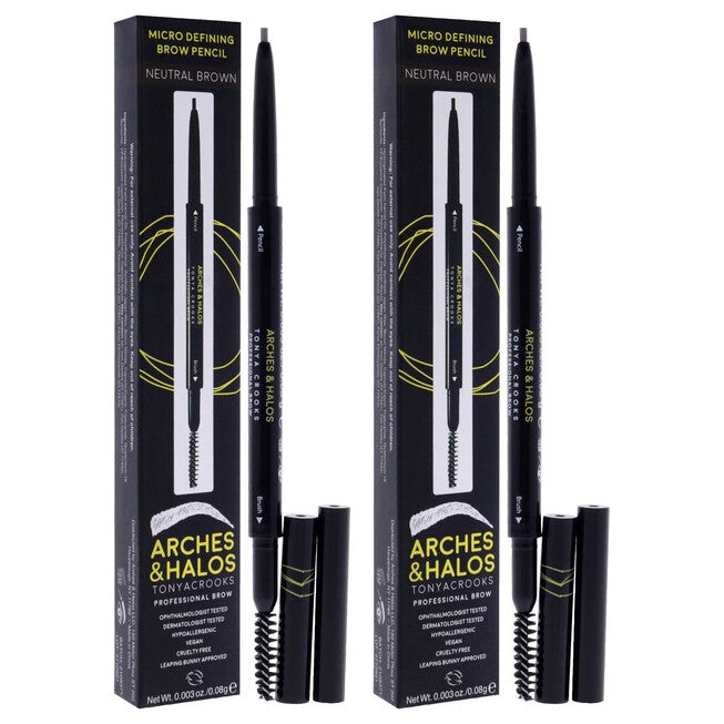 Micro Defining Brow Pencil - Neutral Brown by Arches and Halos for Women - 0.003 oz Eyebrow Pencil - Pack of 2, See Description, alternate image number 1