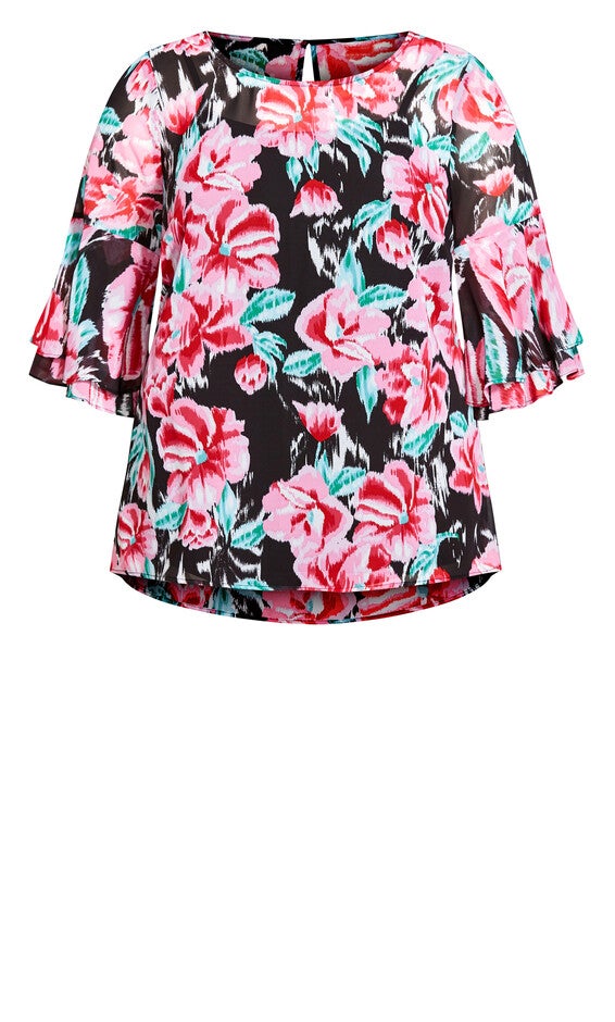 Alex Double Flutter Top - scarlet floral, , alternate image number 4