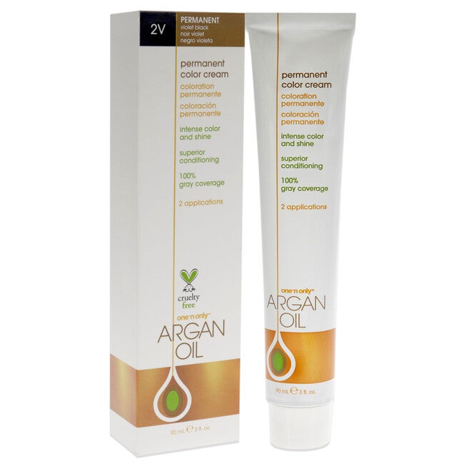 Argan Oil Permanent Color Cream - 2V Violet Black by One n Only for Unisex - 3 oz Hair Color, See Description, alternate image number 1