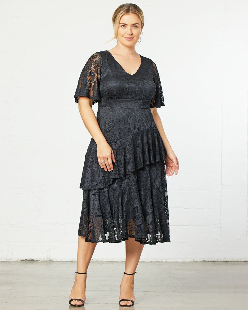Lace Affair Cocktail Dress, Onyx, alternate image number 2