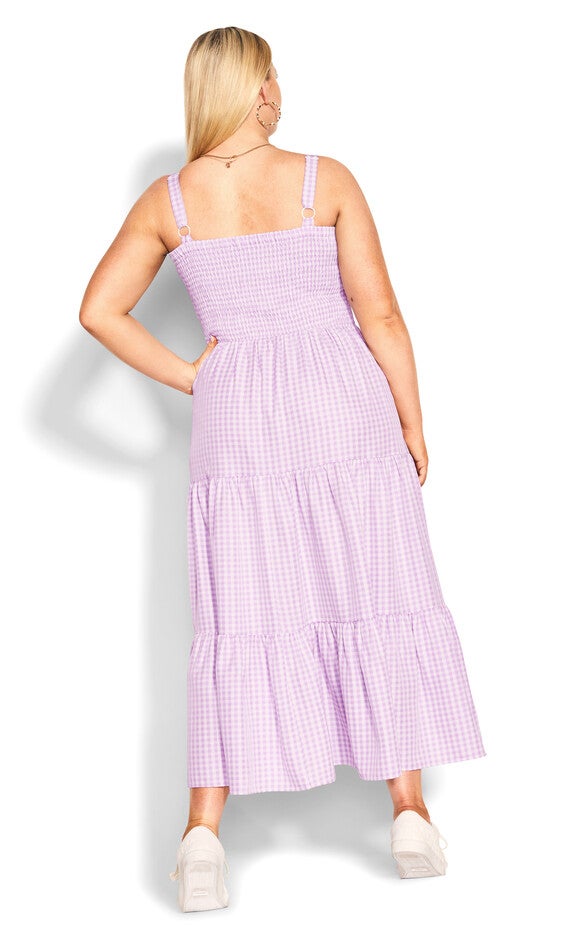 Gingham Maxi Dress - lavender, , alternate image number 2