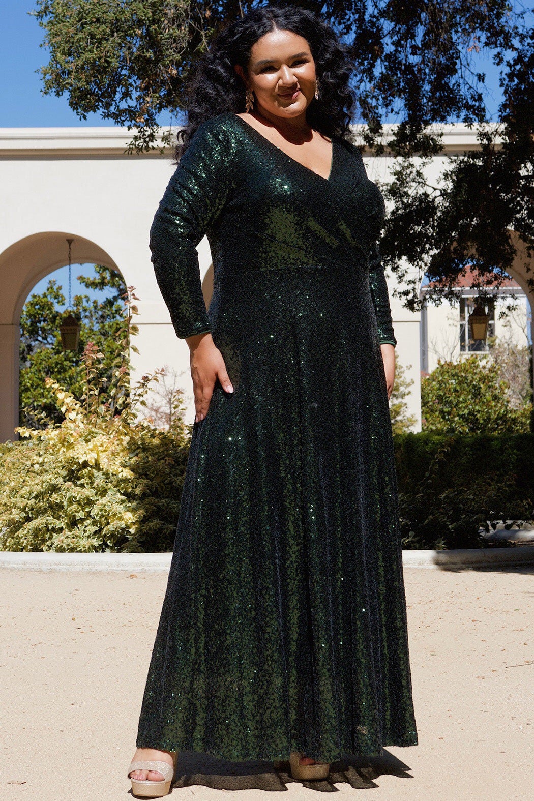 UPTOWN EVENING DRESS, Hunter / Hunter Green, alternate image number 3