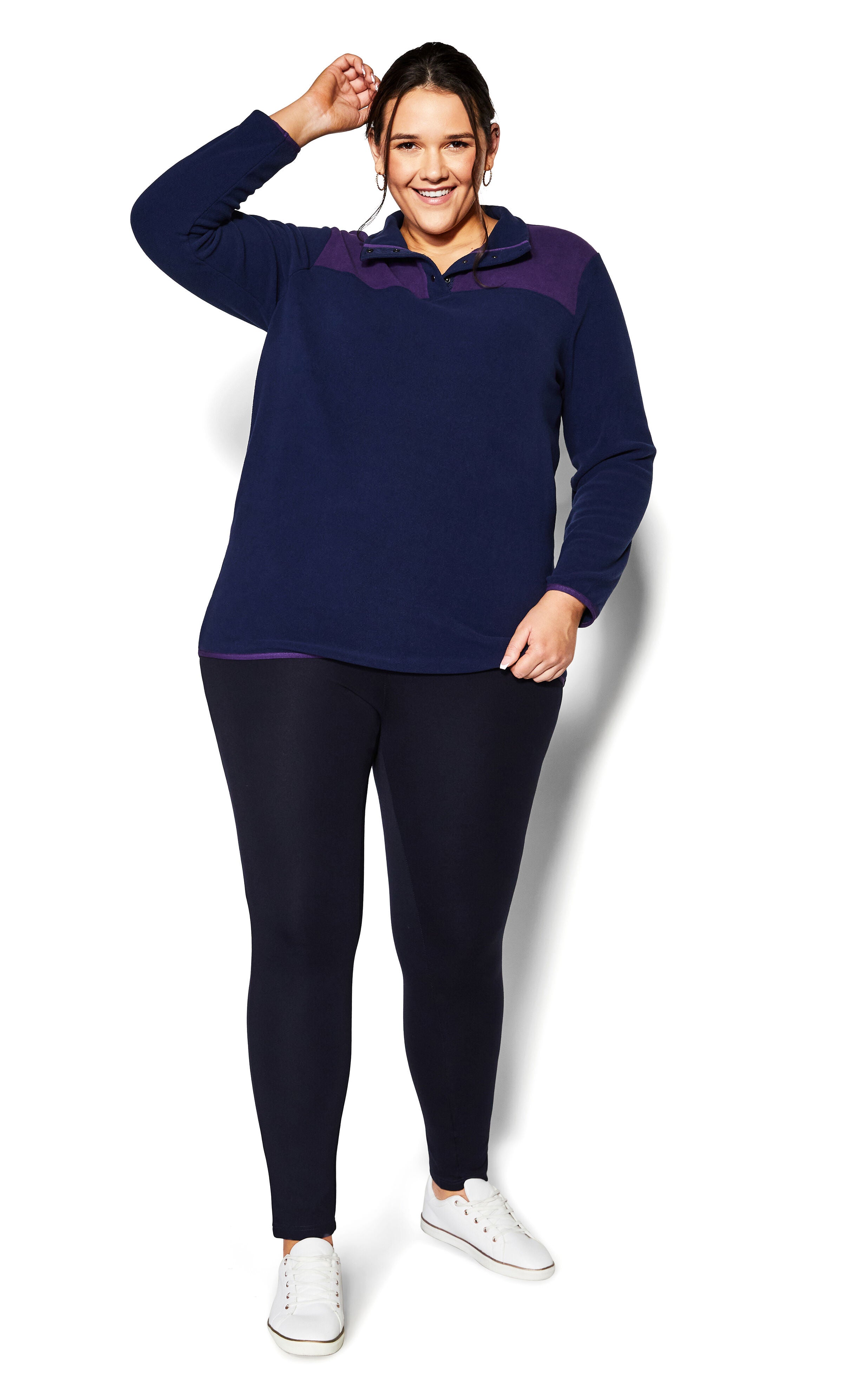 Color Block Polar Fleece Pullover - navy, , alternate image number 1