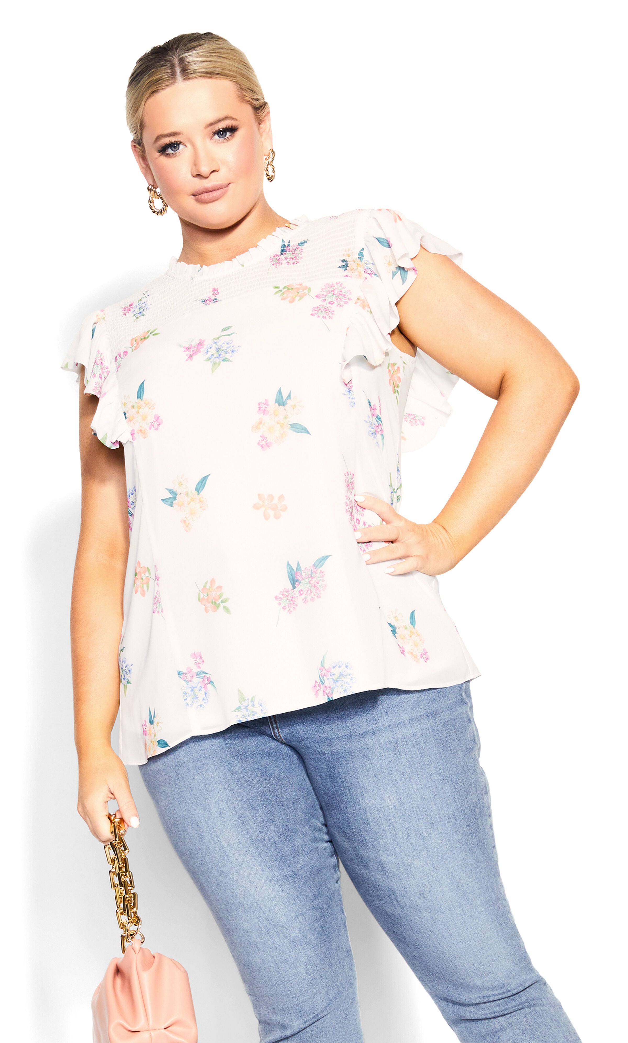 Bella Print Top - ivory, , alternate image number 4