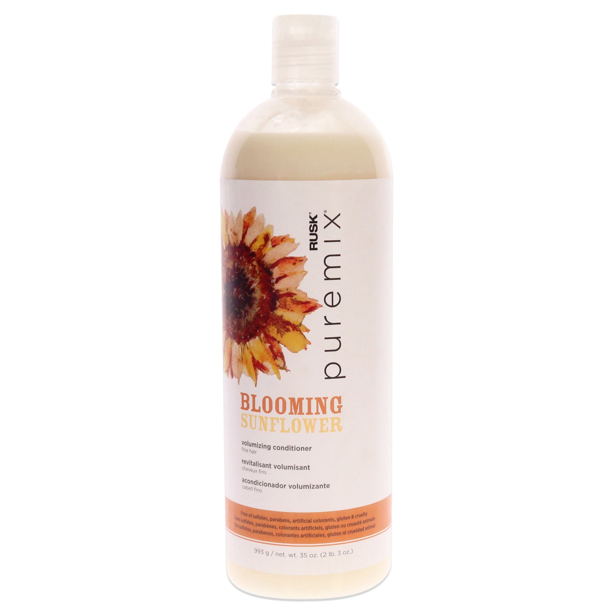 Puremix Blooming Sunflower Volumizing Conditioner - Fine Hair by Rusk for Unisex - 35 oz Conditioner, White, hi-res image number 0