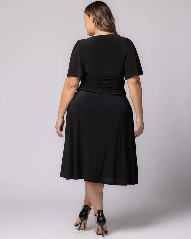 Jemma Ruched Tie Dress, Black Noir, alternate image number 1