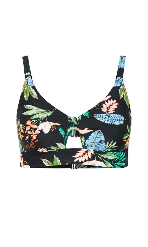 Izzy Print Bikini Top - tropical foliage, , alternate image number null