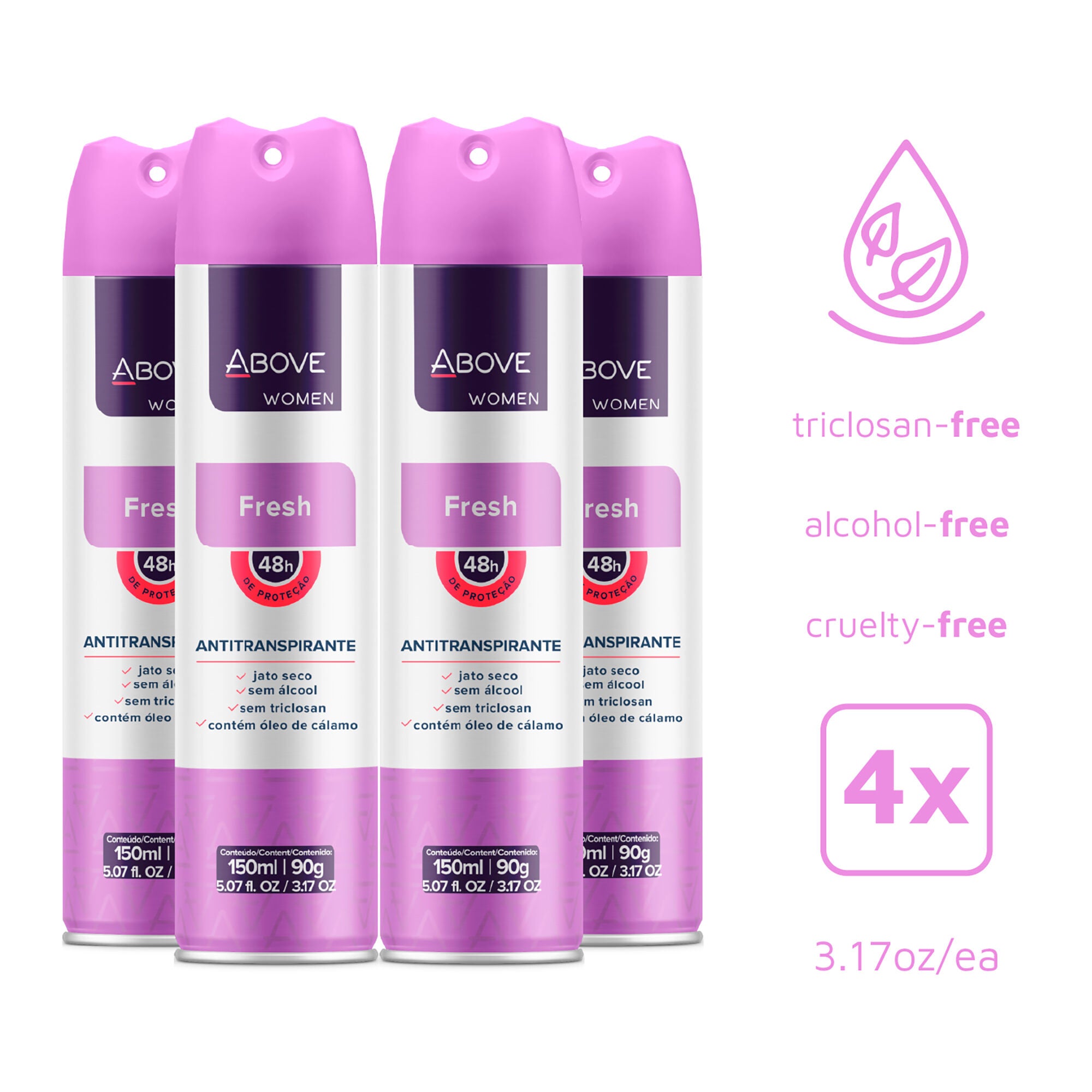 48 Hours Antiperspirant Deodorant - Fresh by Above for Women - 3.17 oz Deodorant Spray - Pack of 4, See Description, alternate image number 1