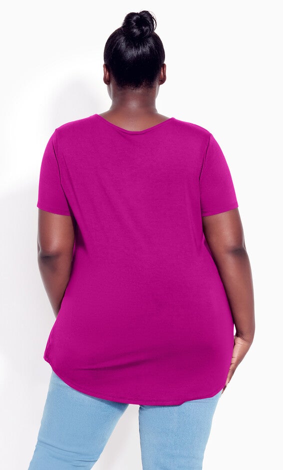 V Cut Out Top - cerise, , alternate image number 2