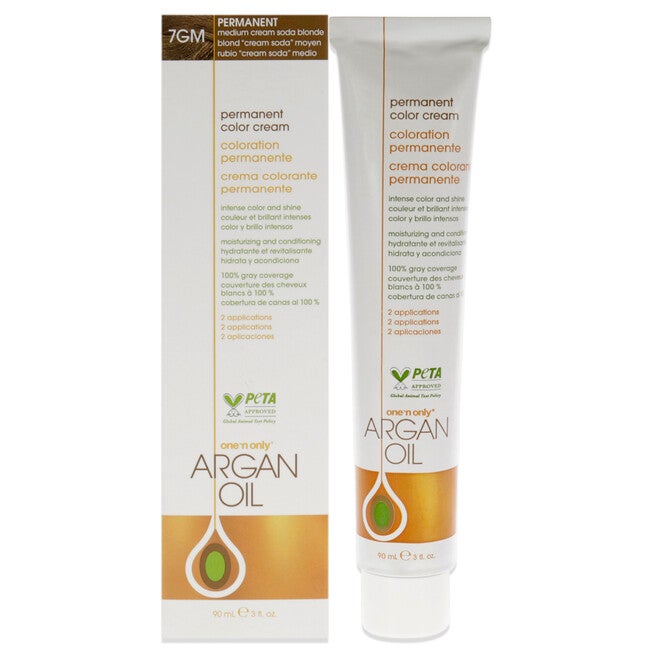 Argan Oil Permanent Color Cream - 7GM Medium Cream Soda Blonde by One n Only for Unisex - 3 oz Hair Color, See Description, hi-res image number 0