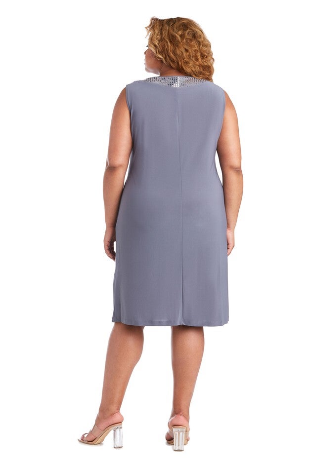 Dress and Jacket Set with Sheer Sleeves and Embellished Edges, , alternate image number null