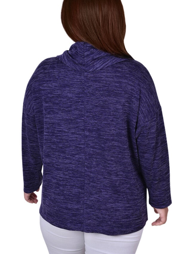 Long Sleeve Grommet Top, Eggplant, alternate image number 2