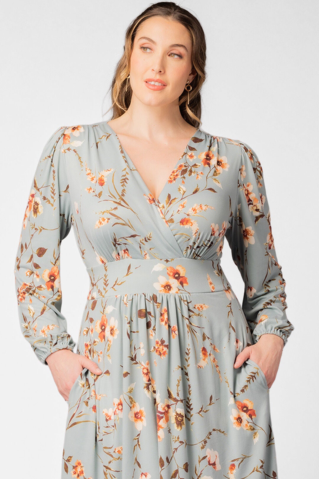 Diana Long Sleeve Dress, Spring Meadow / Sage Green, alternate image number 2