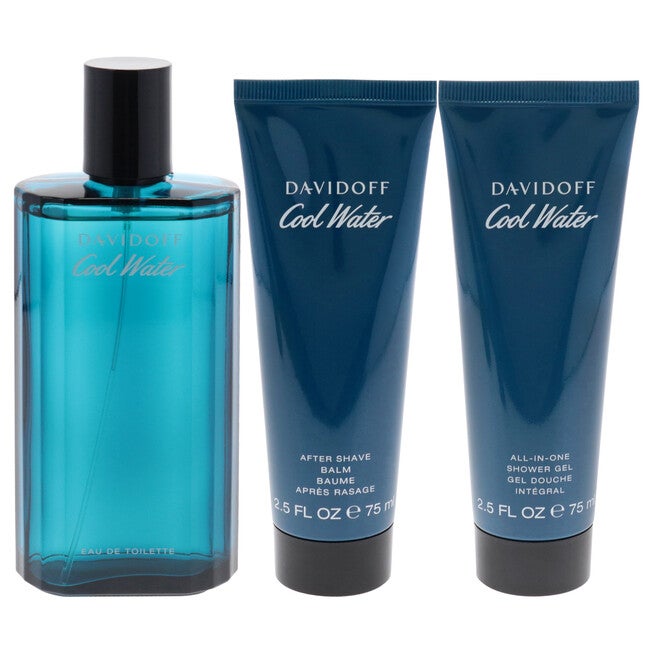 Cool Water by Davidoff for Men - 3 Pc Gift Set 4.2oz EDT Spray, 2.5oz Shower Gel, 2.5oz After Shave Balm, , alternate image number null