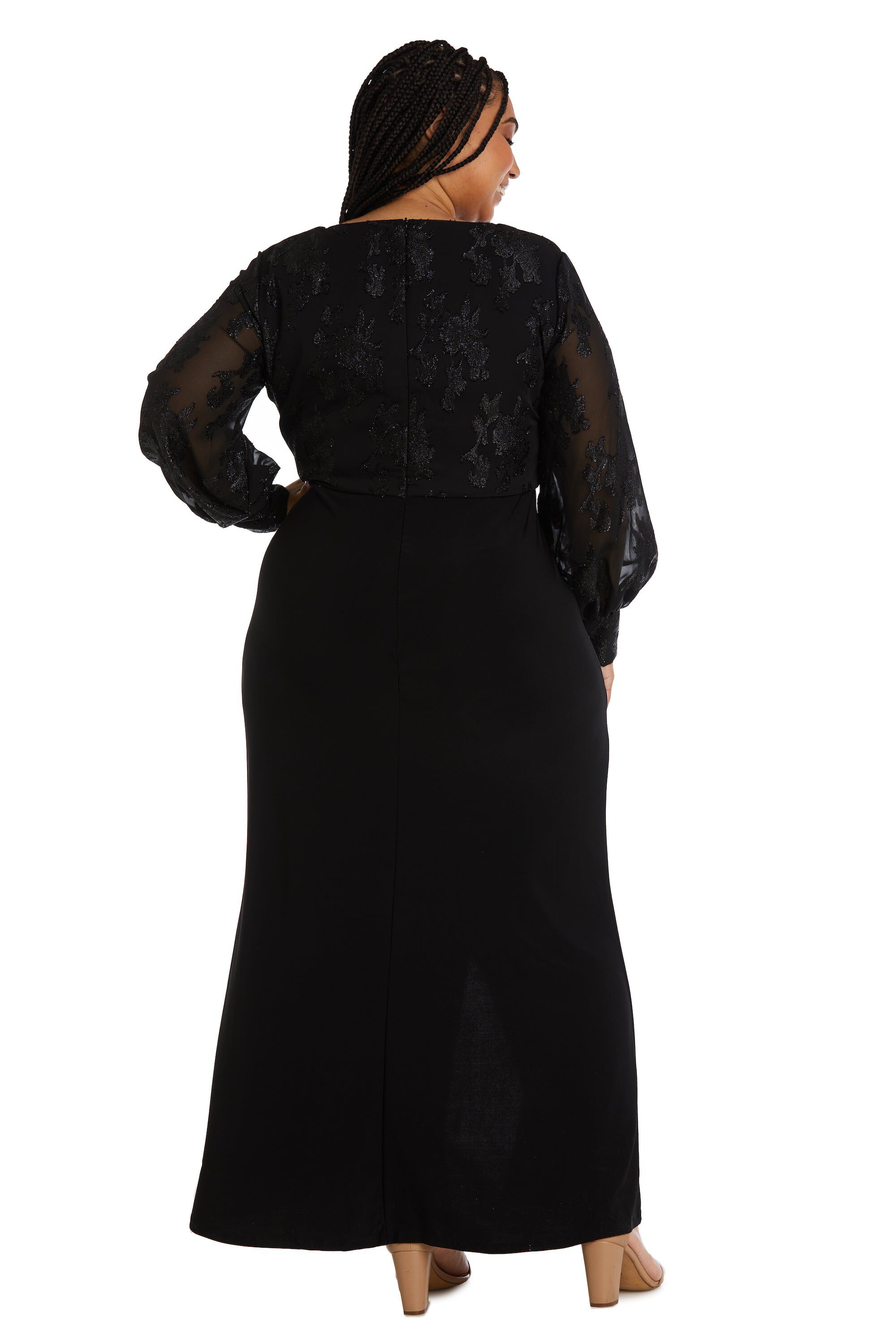 Nightway Long Sleeve Rhinestone Evening Gown - Plus, , alternate image number 1