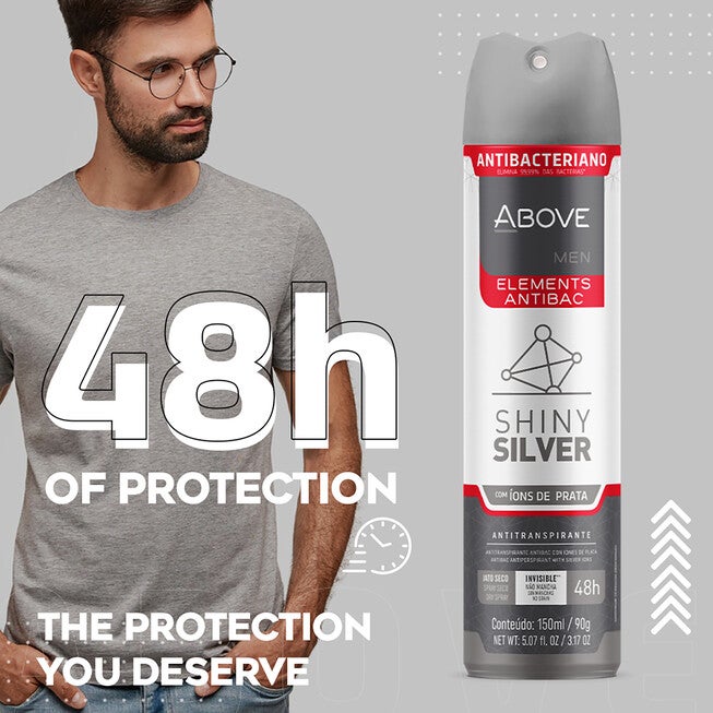 48 Hours Elements Antibac Antiperspirant Deodorant - Shine Silver by Above for Men - 3.17 oz Deodorant Spray - Pack of 4, See Description, alternate image number 3