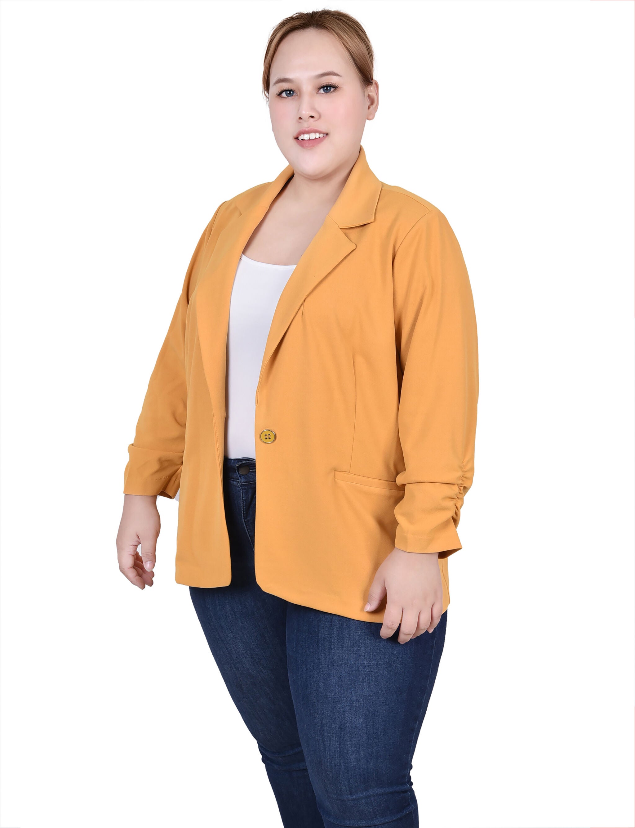 Plus Size Long Sleeve Scuba Crepe Jacket, , alternate image number 2