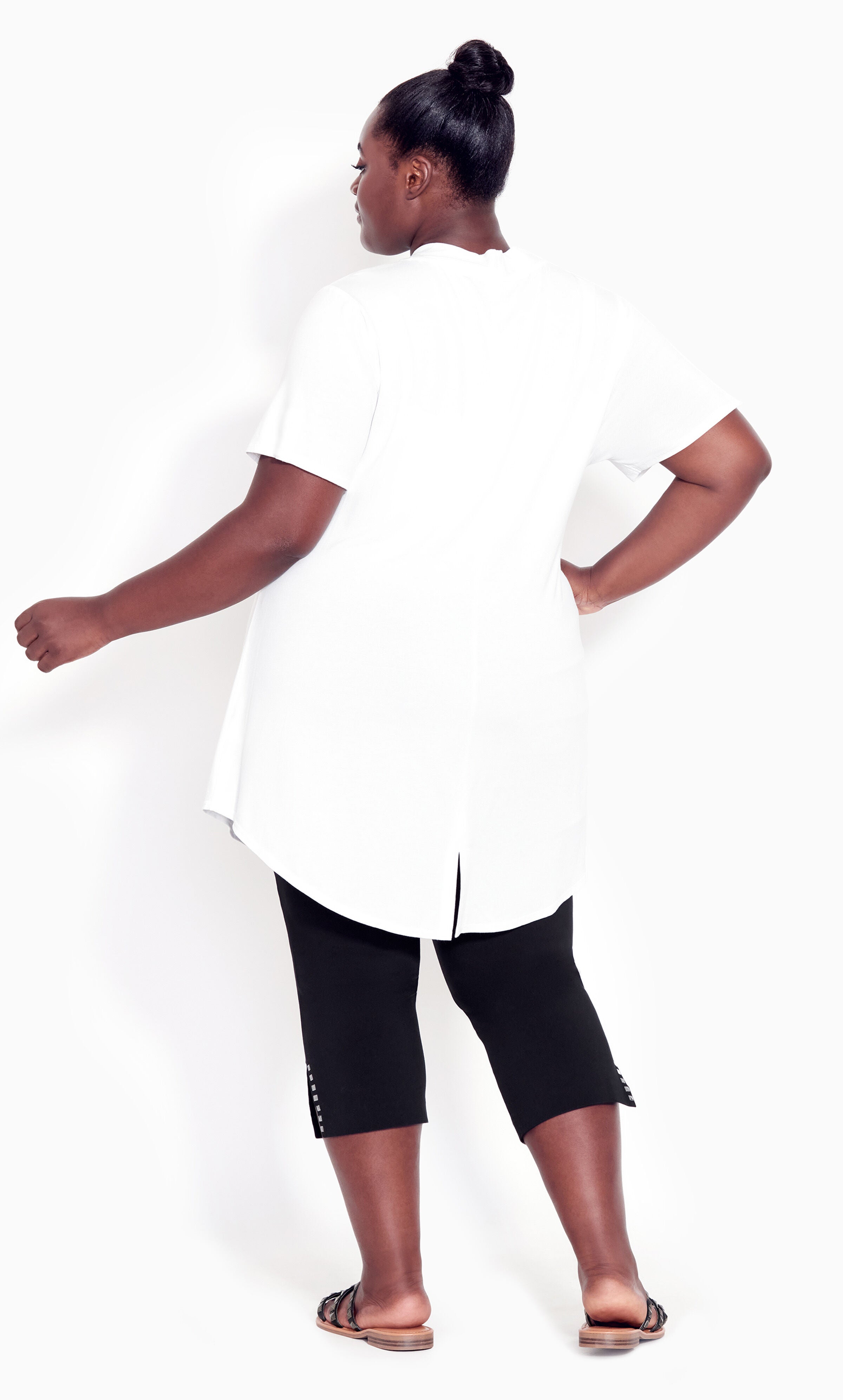 Super Stretch Split Hem Capri - black, , alternate image number 2