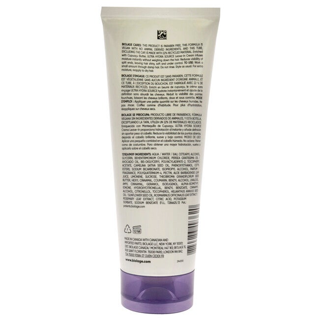 Biolage Ultra Hydra Source Leave in Cream by Matrix for Unisex - 6.7 oz Cream, See Description, alternate image number 2