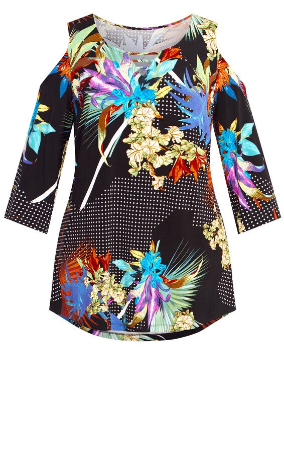 Cold Shoulder 3 Bar Border Top - black, , alternate image number 4