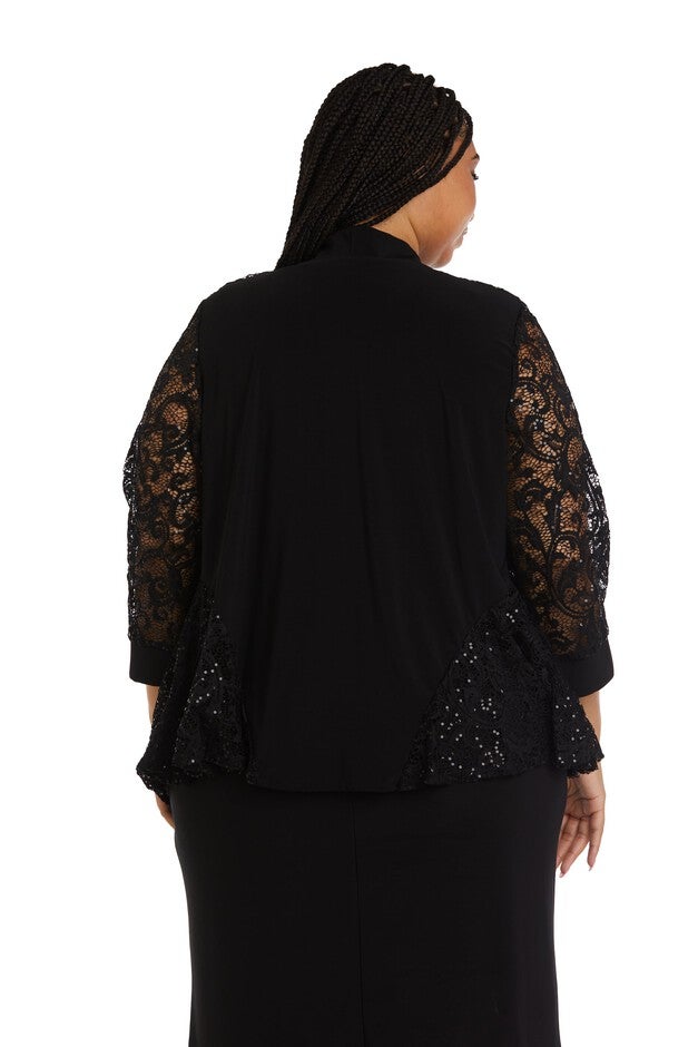Lace Jacket with Sheer Sleeves and Sequin Detail - Plus, , alternate image number null