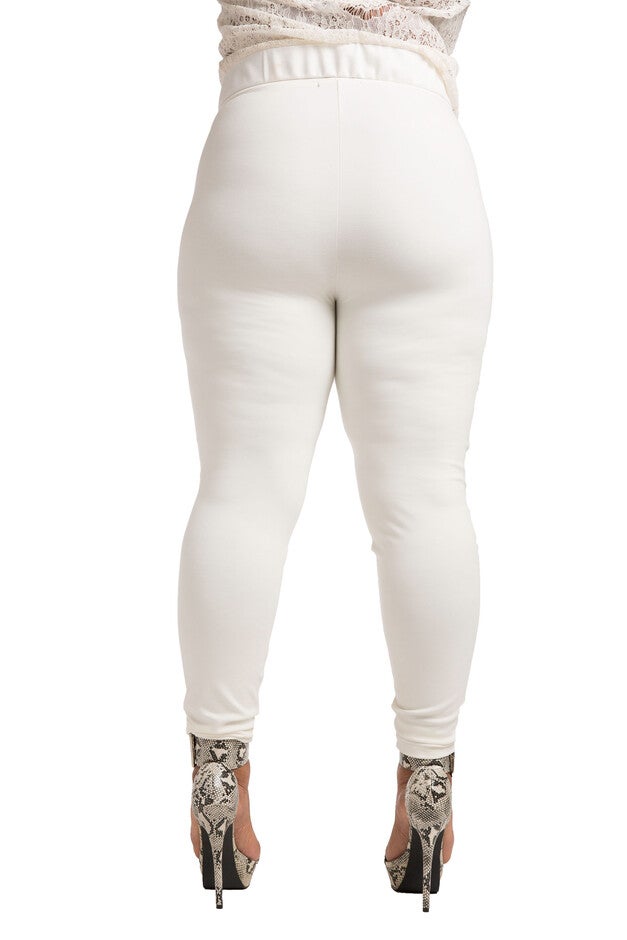 Plus Size Curvy Women's Black Lace Insets Pull On Ponte Legging, , alternate image number null