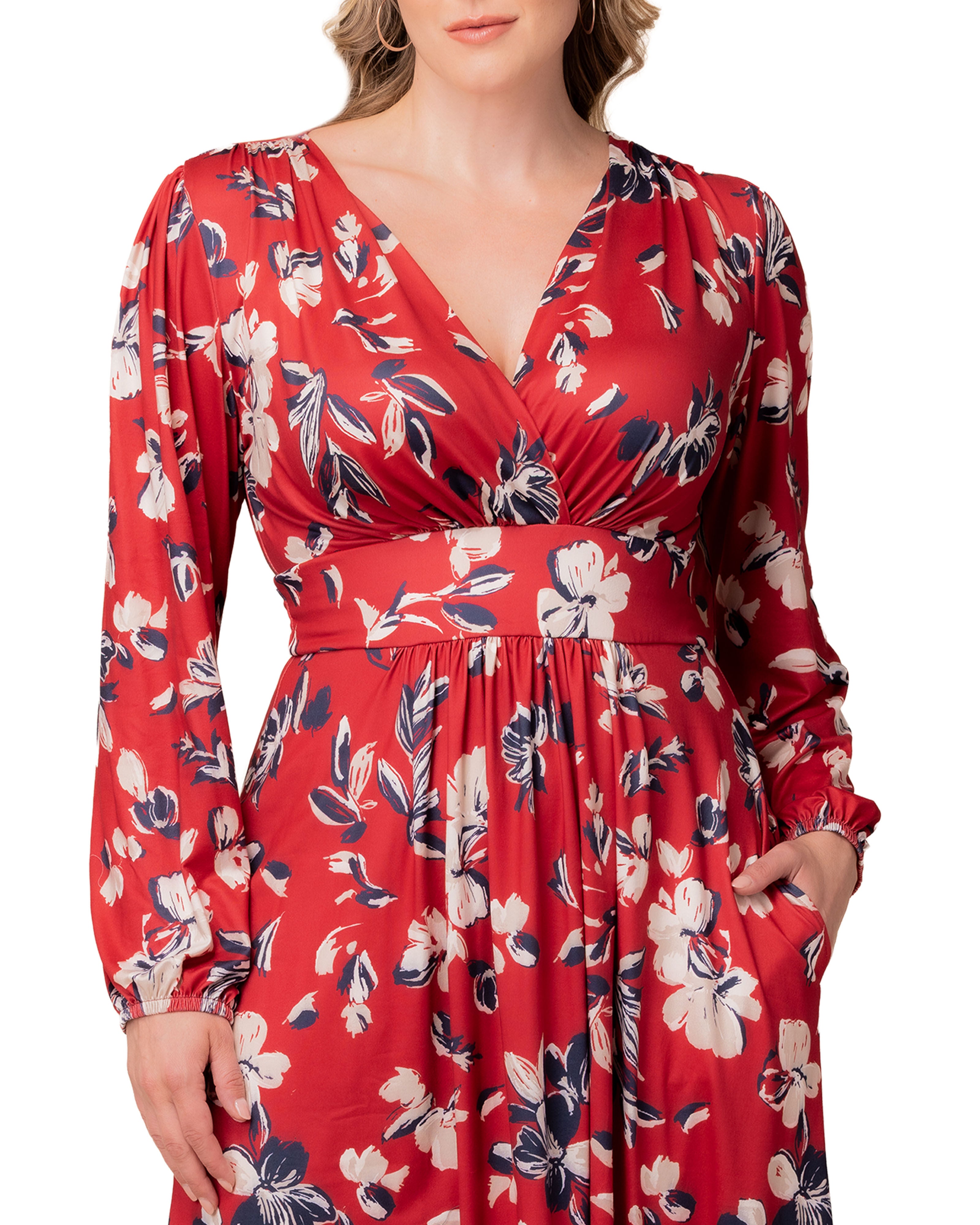 Diana Long Sleeve Dress, RED FLORAL PRINT / Red, alternate image number 2