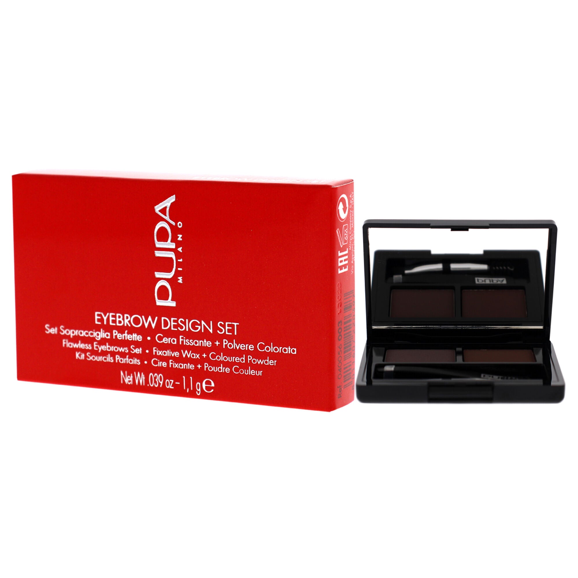 Eyebrow Design Set - 003 Dark Brown by Pupa Milano for Women - 0.039 oz Eyebrow Kit Double applicator, Angled Brush-Comb, Professional Tweezer, , alternate image number 7