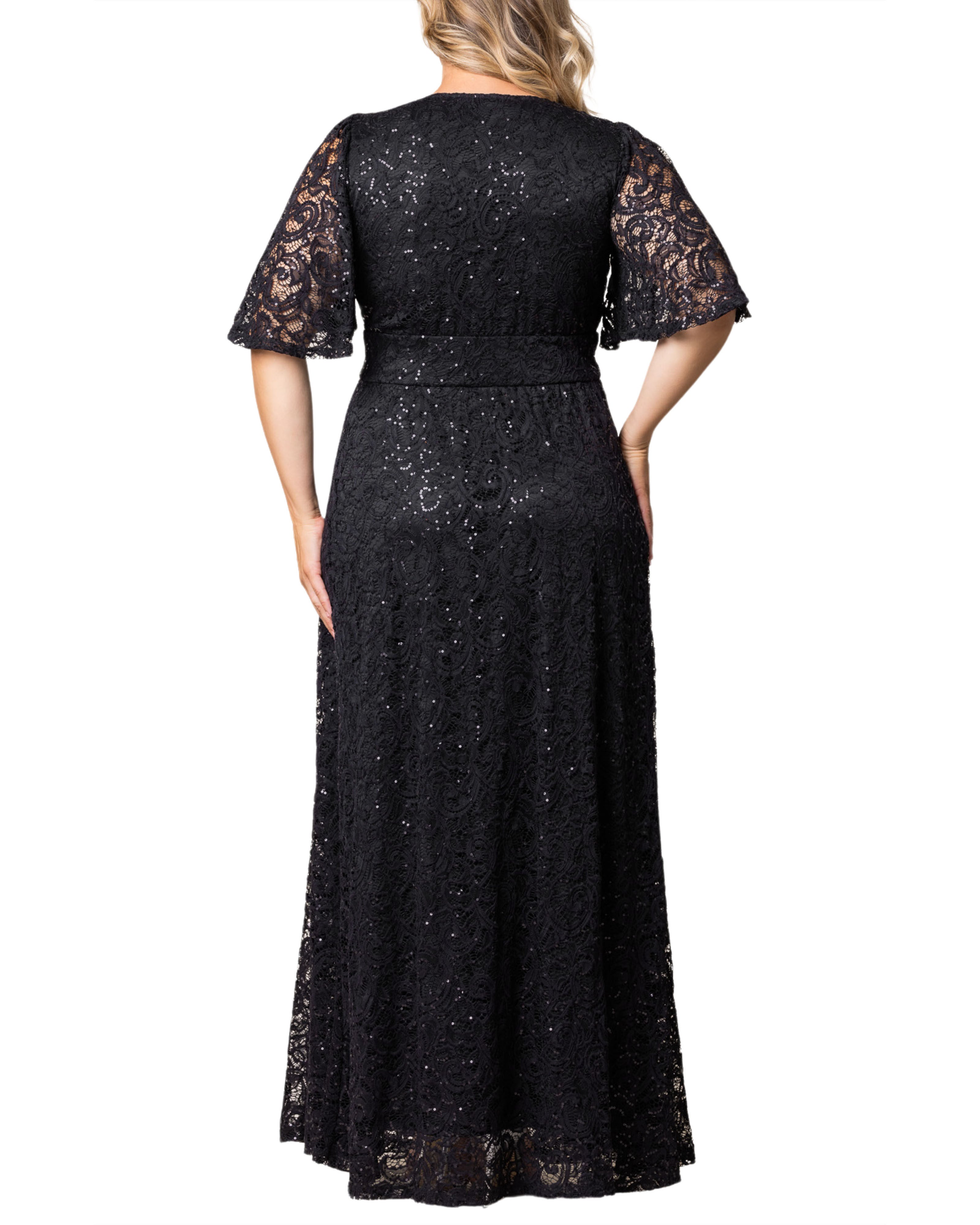 Luminous Sequin Lace Long Gown, ONYX / Black, alternate image number 1
