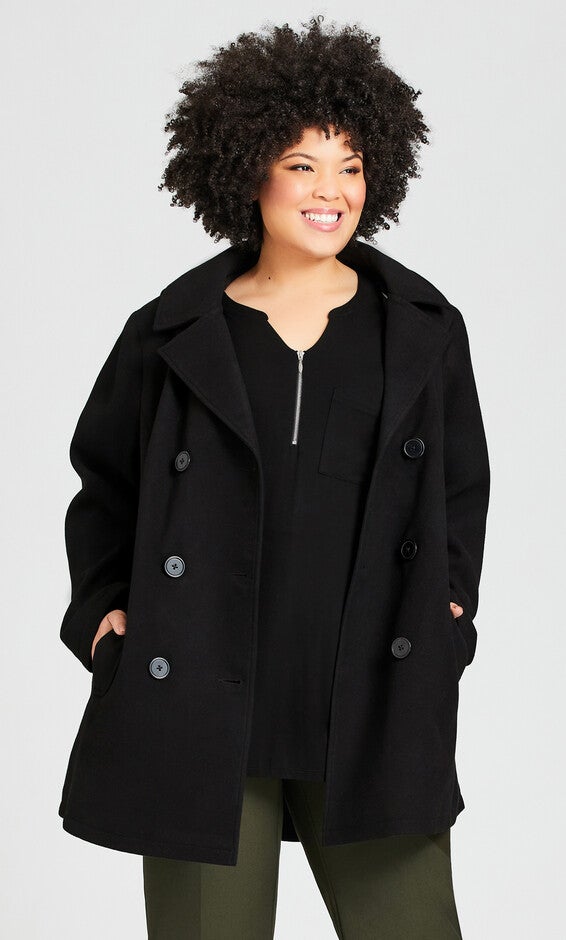 Faux Wool Peacoat - black, Black, hi-res image number 0