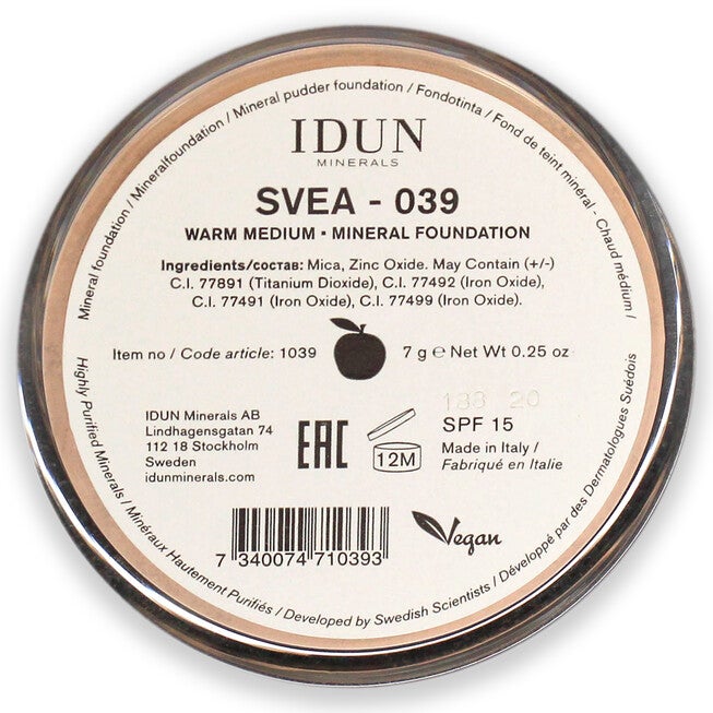 Mineral Powder Foundation SPF 15 - 039 Svea by Idun Minerals for Women - 0.25 oz Foundation, See Description, alternate image number 2