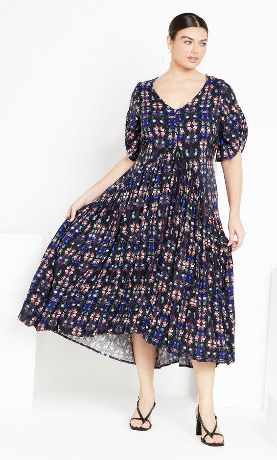 Val Print Dress - navy butterfly, Blue, hi-res image number 0
