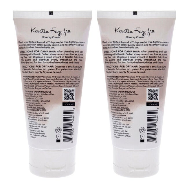 Keratin Frizz-Free Bow Dry Cream by Keratin Perfect for Unisex - 2.5 oz Cream - Pack of 2, See Description, alternate image number 2