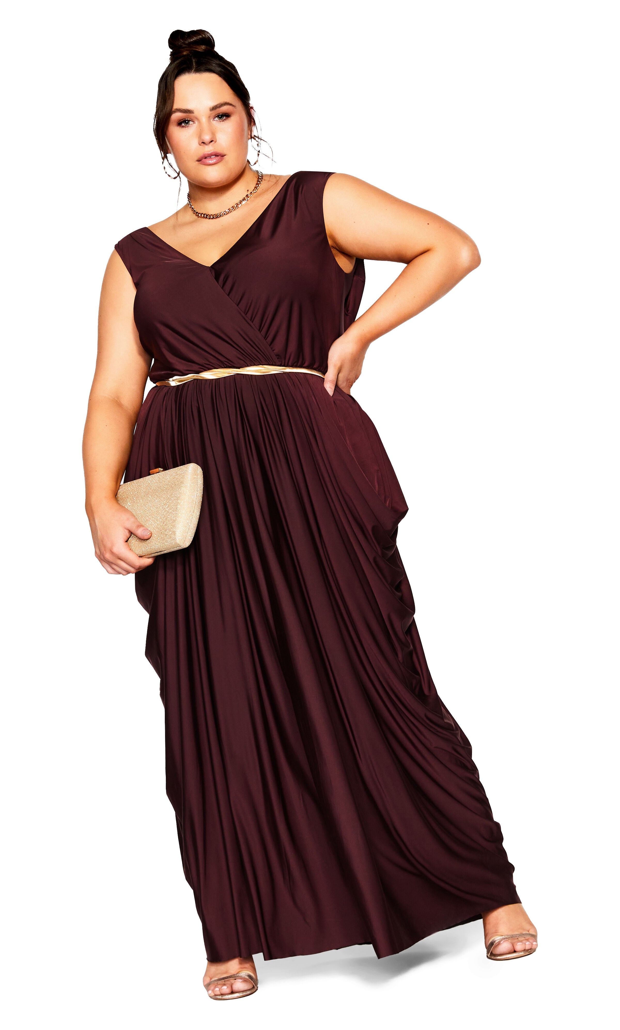 Athena Goddess Maxi Dress - oxblood, Red, hi-res image number 0