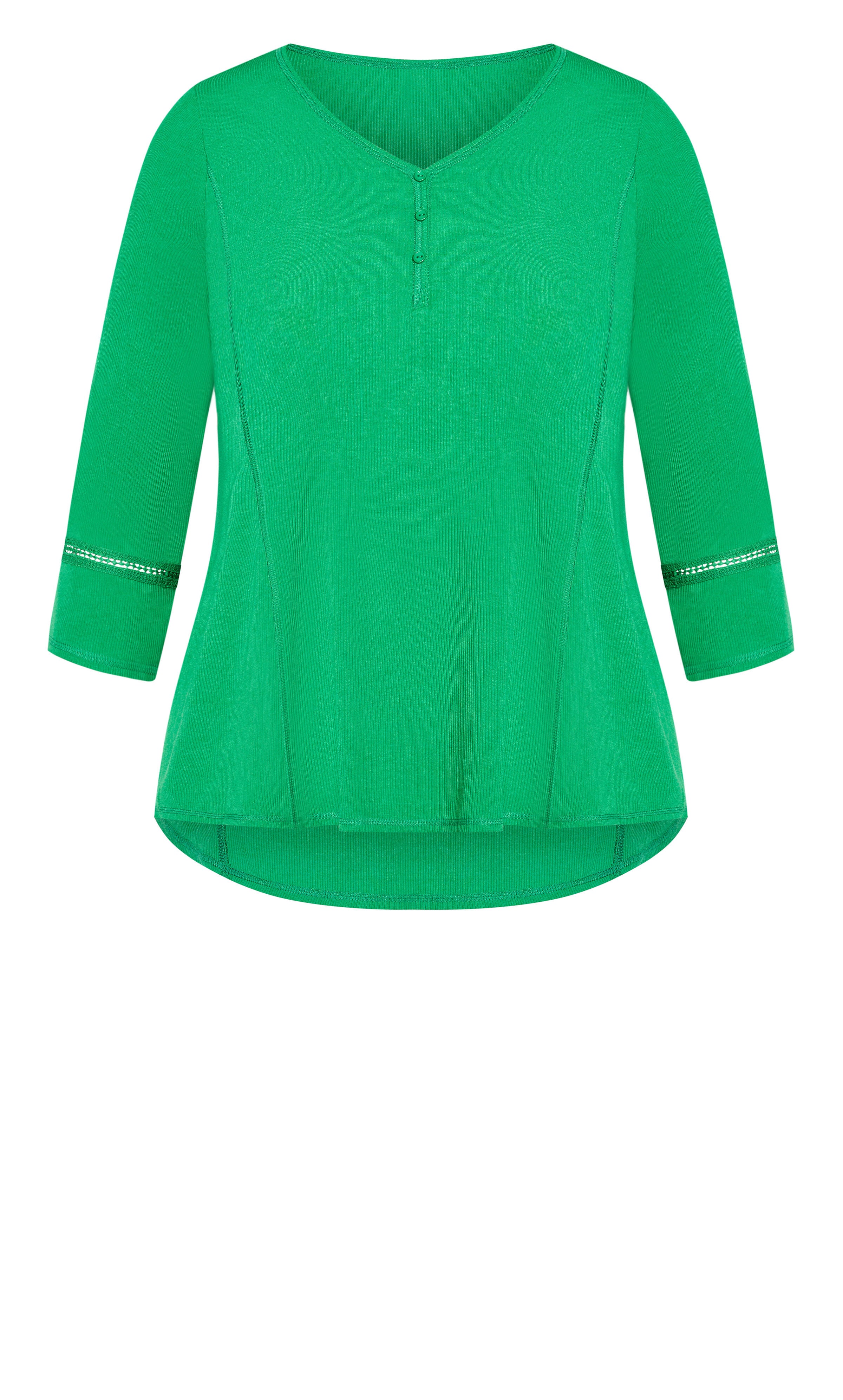 Rib Henley Top - green, , alternate image number 3