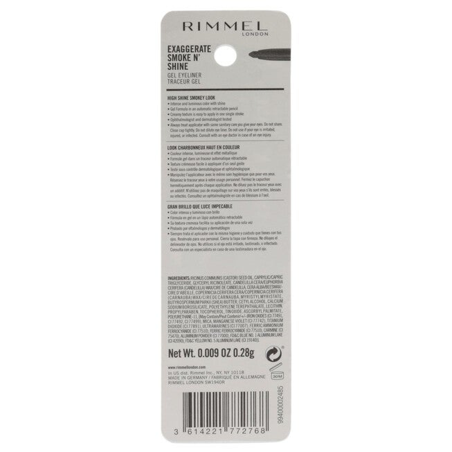 Exaggerate Smoke N Shine Eyeliner Gel - 004 Blue Steel by Rimmel London for Women - 0.009 oz Eyeliner, See Description, alternate image number 2