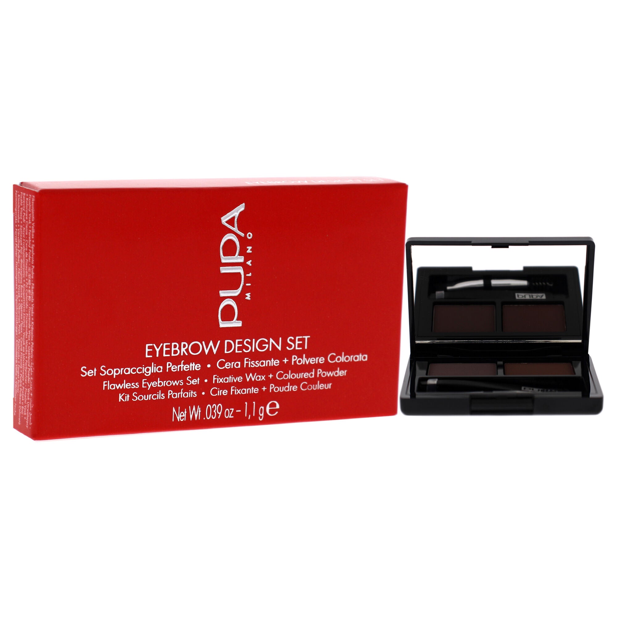 Eyebrow Design Set - 003 Dark Brown by Pupa Milano for Women - 0.039 oz Eyebrow Kit Double applicator, Angled Brush-Comb, Professional Tweezer, See Description, alternate image number 1