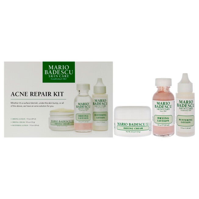 Acne Repair Kit by Mario Badescu for Unisex - 3 Pc 1oz Drying Lotion, 1oz Buffering Lotion, 0.5oz Drying Cream, See Description, hi-res image number 0